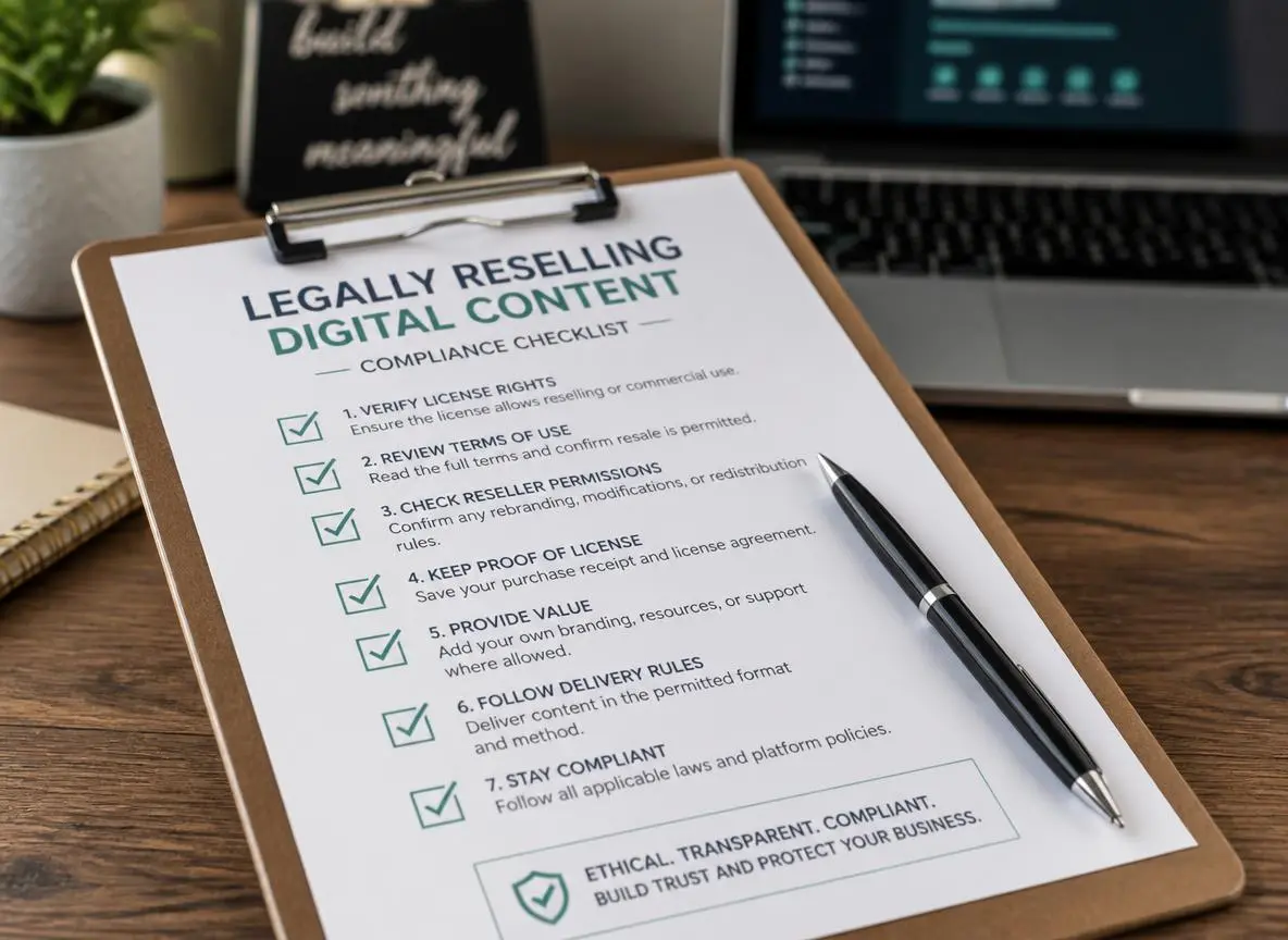 Checklist for legally reselling PLR and resell rights digital content